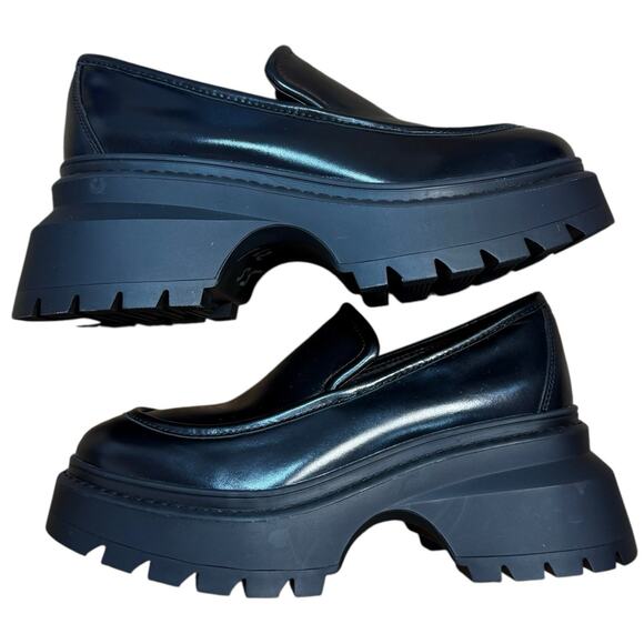 Michael Kors Womens Shoes Size 8 Shiloh Leather Loafer Black Chunky Platform - Picture 13 of 13